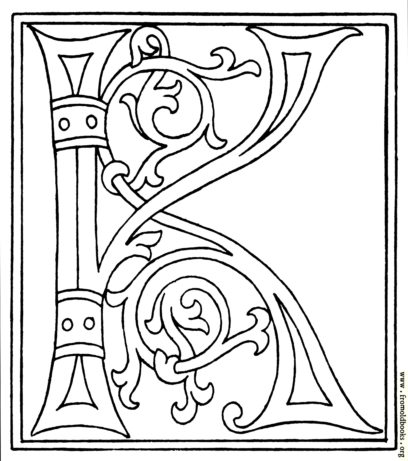 clipart: initial letter K from late 15th century printed book