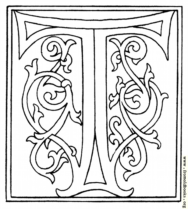 clipart: initial letter T from late 15th century printed bookdetails