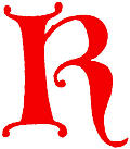 Clip-art; calligraphic decorative initial capital letter K from XIV. Century  No. 1
