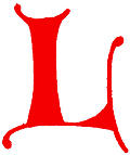 Clip-art; calligraphic decorative initial capital letter L from XIV. Century  No. 1