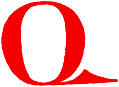 Clip-art; calligraphic decorative initial capital letter Q from XIV. Century  No. 1
