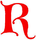 Clip-art; calligraphic decorative initial capital letter R from XIV. Century  No. 1, from The Art of Illuminating As Practised in Europe from the Earliest Times (1860); hits this month: 3796