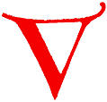 Clip-art; calligraphic decorative initial capital letter V from XIV. Century  No. 1