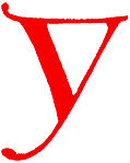 Clip-art; calligraphic decorative initial capital letter Y from XIV. Century  No. 1