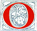 Clip-art; calligraphic decorative initial capital letter O from Plate 65