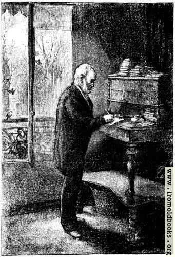 [Picture: Victor Hugo at his writing desk]