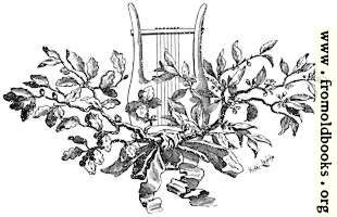 [picture: Tailpiece ornament - Harp with oak leaves and mistletoe]
