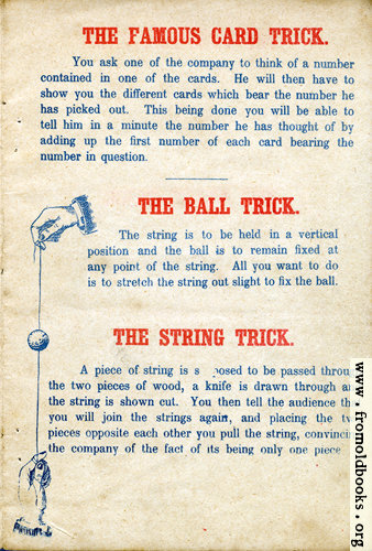 [Picture: Page 3: The Famous Card Trick, The Ball Trick and The String Trick.]