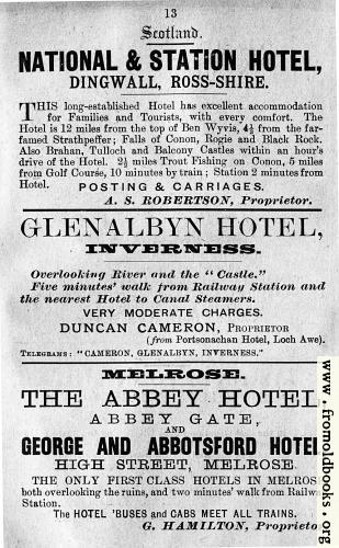 [Picture: Old Advert: 13: National & Station Hotel; Glenalbyn Hotel; Melrose hotels]