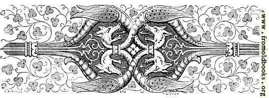 [picture: Foliated chapterhead with dragons]