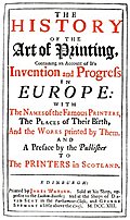[Picture: Reproduction of title page from Watson’s History of Printing]