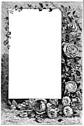 [Picture: Full-page border with roses, black and white]