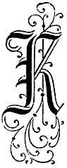 Ornate initial K from Germany