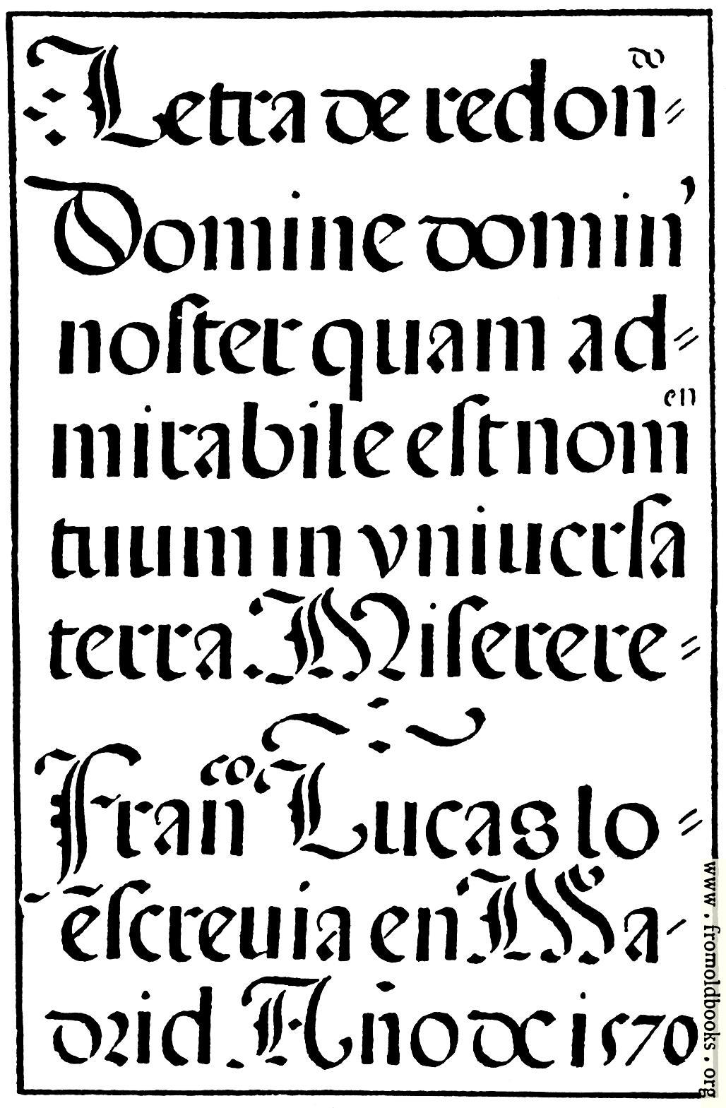 [Picture: 143.—Spanish Round Gothic Letters.  Francisco Lucas, 1577]