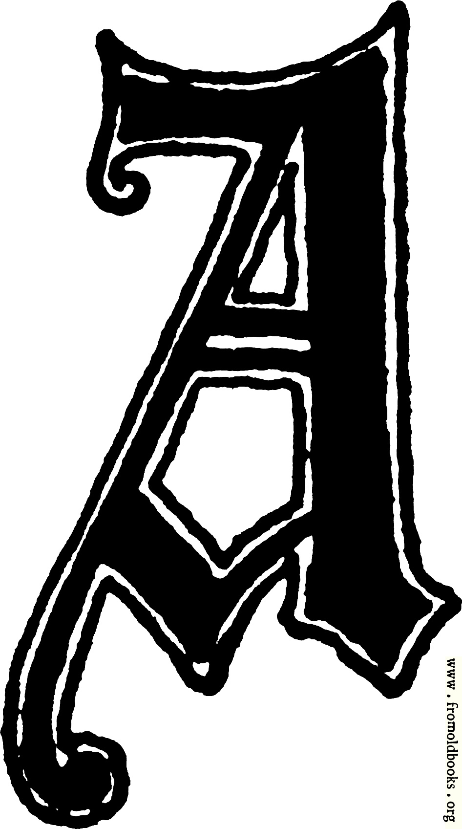 Calligraphic letter “A” in 15th century gothic style