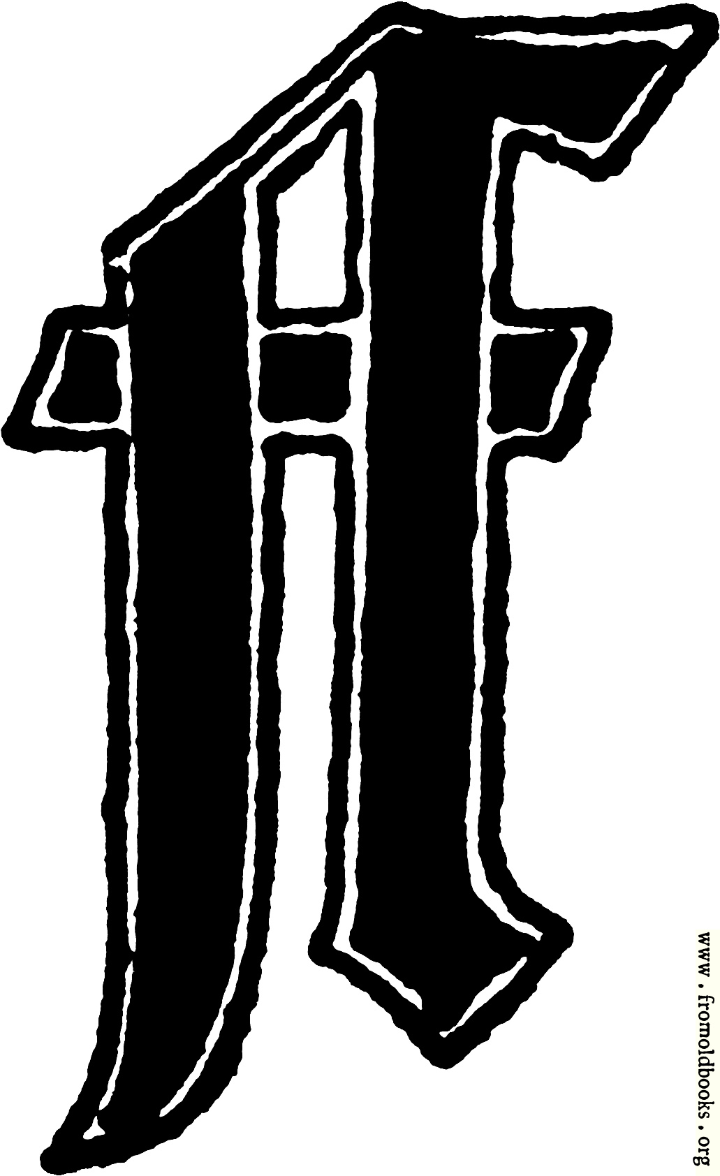 Calligraphic letter “F” in 15th century gothic style