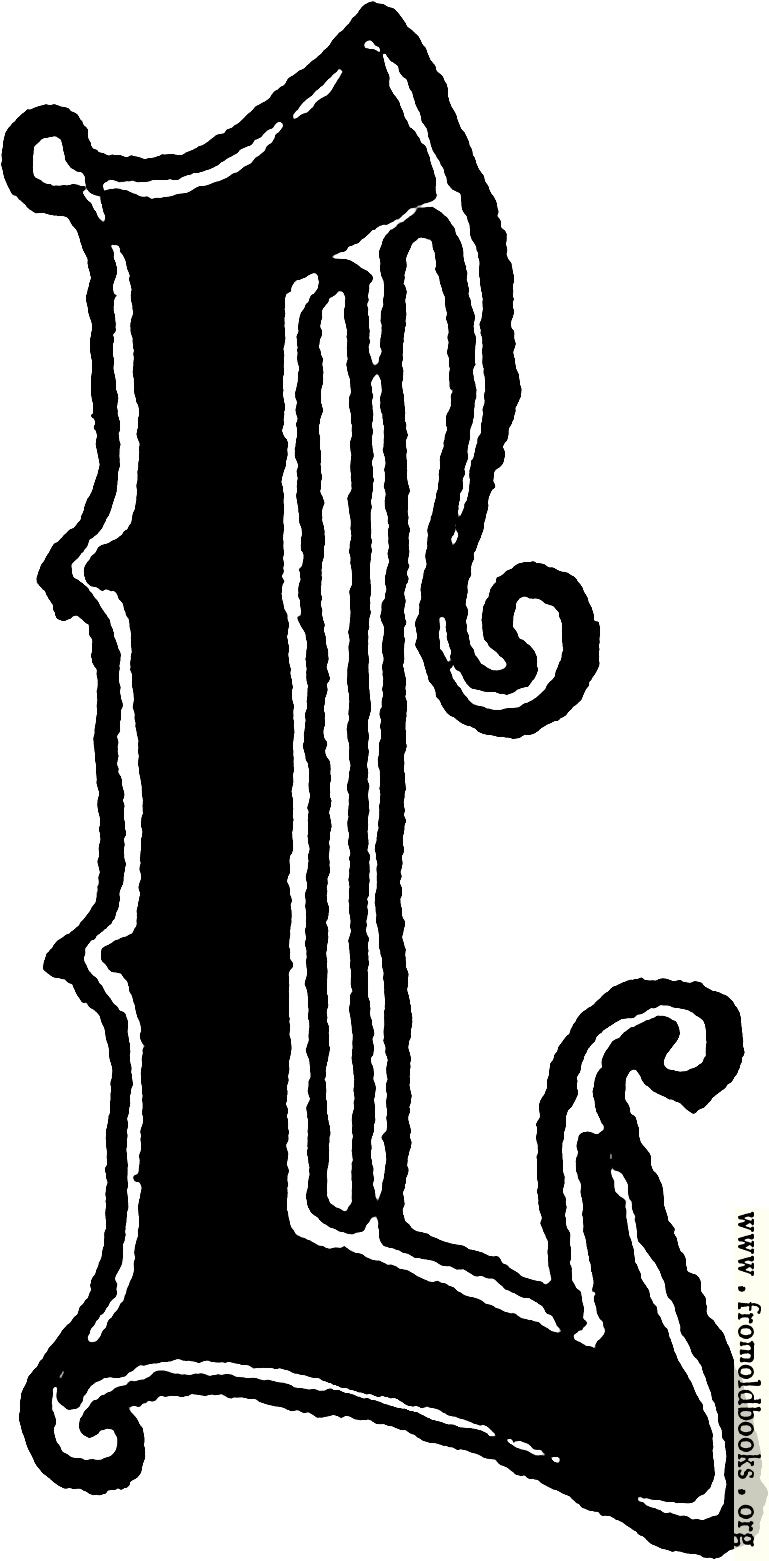 Calligraphic letter “L” in 15th century gothic style
