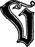 [Picture: Calligraphic letter “V” in 15th century gothic style]