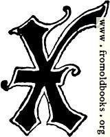 Calligraphic letter “X” in 15th century gothic style