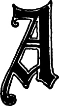 Calligraphic letter âAâ in 15th century gothic style