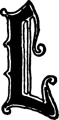 Calligraphic letter âLâ in 15th century gothic style