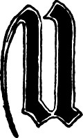 Calligraphic letter âUâ in 15th century gothic style