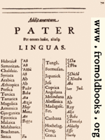 70: Additamentm: Pater Per omnes hasce, aliasq; Linguas.