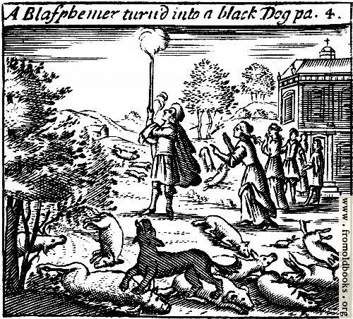 [Picture: A Blasphemer turned into a black dog]