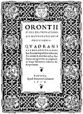 [Picture: 6. Title Page: Orontii Quadrans Astrolabicus Omnibus]
