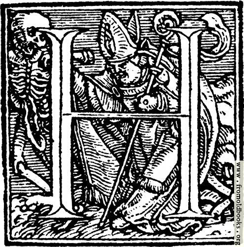 [Picture: 62h.—Initial capital letter “H” from Dance of Death Alphabet.]