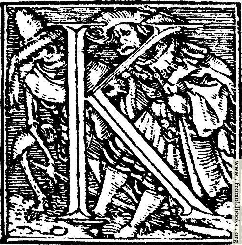 [Picture: 62k.—Initial capital letter “K” from Dance of Death Alphabet.]