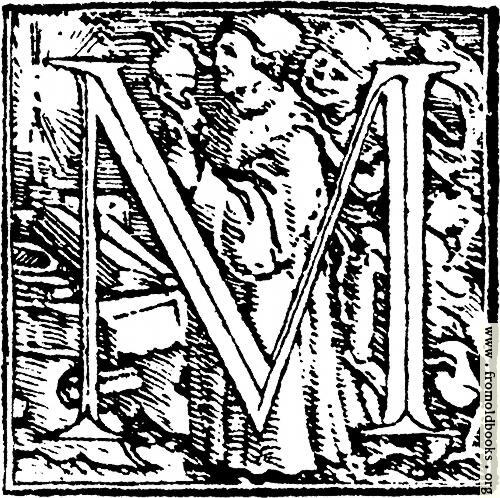 [Picture: 62m.—Initial capital letter “M” from Dance of Death Alphabet.]