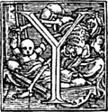 [Picture: 62y.—Initial capital letter “Y” from Dance of Death Alphabet.]