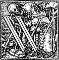 62w.âInitial capital letter âWâ from Dance of Death Alphabet.