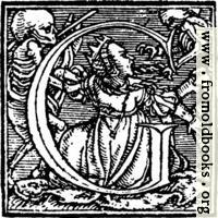 [picture: 62g.---Initial capital letter ``G'' from Dance of Death Alphabet.]