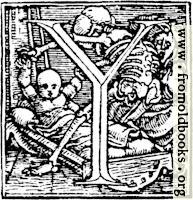 [picture: 62y.---Initial capital letter ``Y'' from Dance of Death Alphabet.]