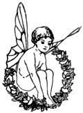 [Picture: Winged fairy boy sitting in wreath]