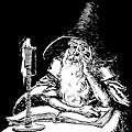 Wizard with book and candle