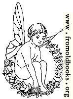 [picture: Winged fairy boy sitting in wreath]