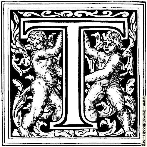 [Picture: Initial letter T with cherubs]