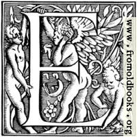 [picture: Decorative initial E with angel, woman and cherub]
