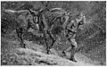 [Picture: A man leads a horse through the snow, at night]
