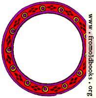 [picture: 1085.---Circular border of frame, red purple yellow and brown.]