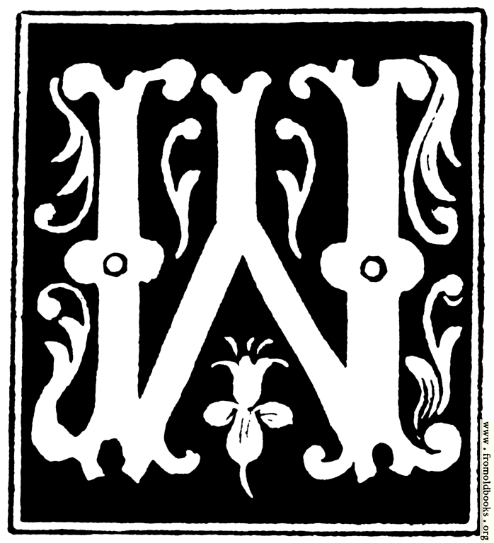 [Picture: Decorative initial letter “W” from 16th Century]