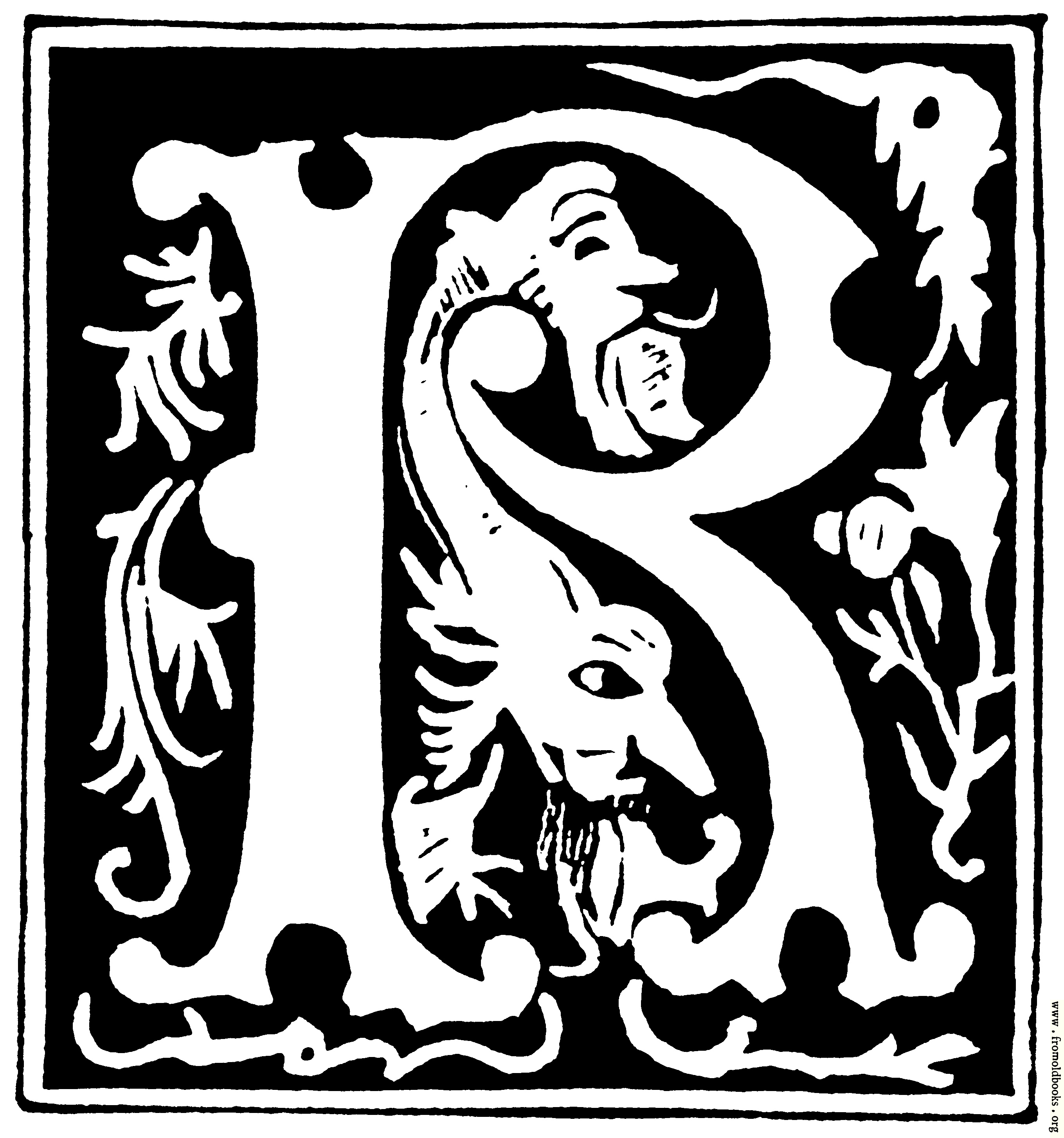 Decorative Initial Letter R From 16th Century