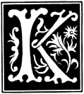 Decorative initial letter âKâ from 16th Century