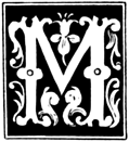 Decorative initial letter âMâ from 16th Century