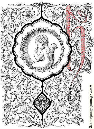 [Picture: Elaborate decorative initial letter “h” with cherub]