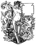 Romantic Woman with Cherubs and Cartouche