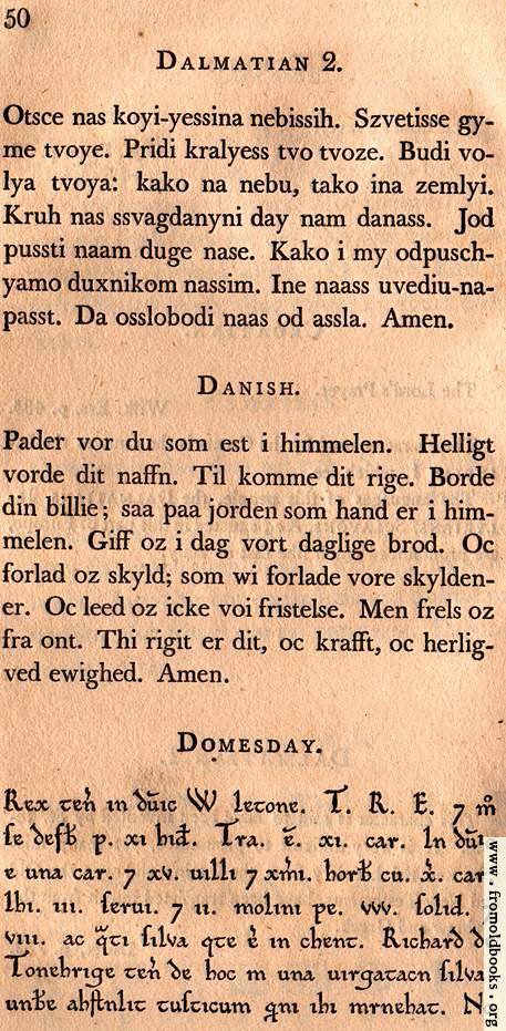 [Picture: Page 50: Dalmation; Danish; Domesday]
